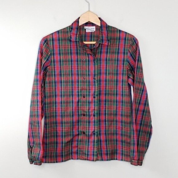 Vintage ID by Ship ‘n Shore | Red Green Plaid Shirt - Picture 1 of 5